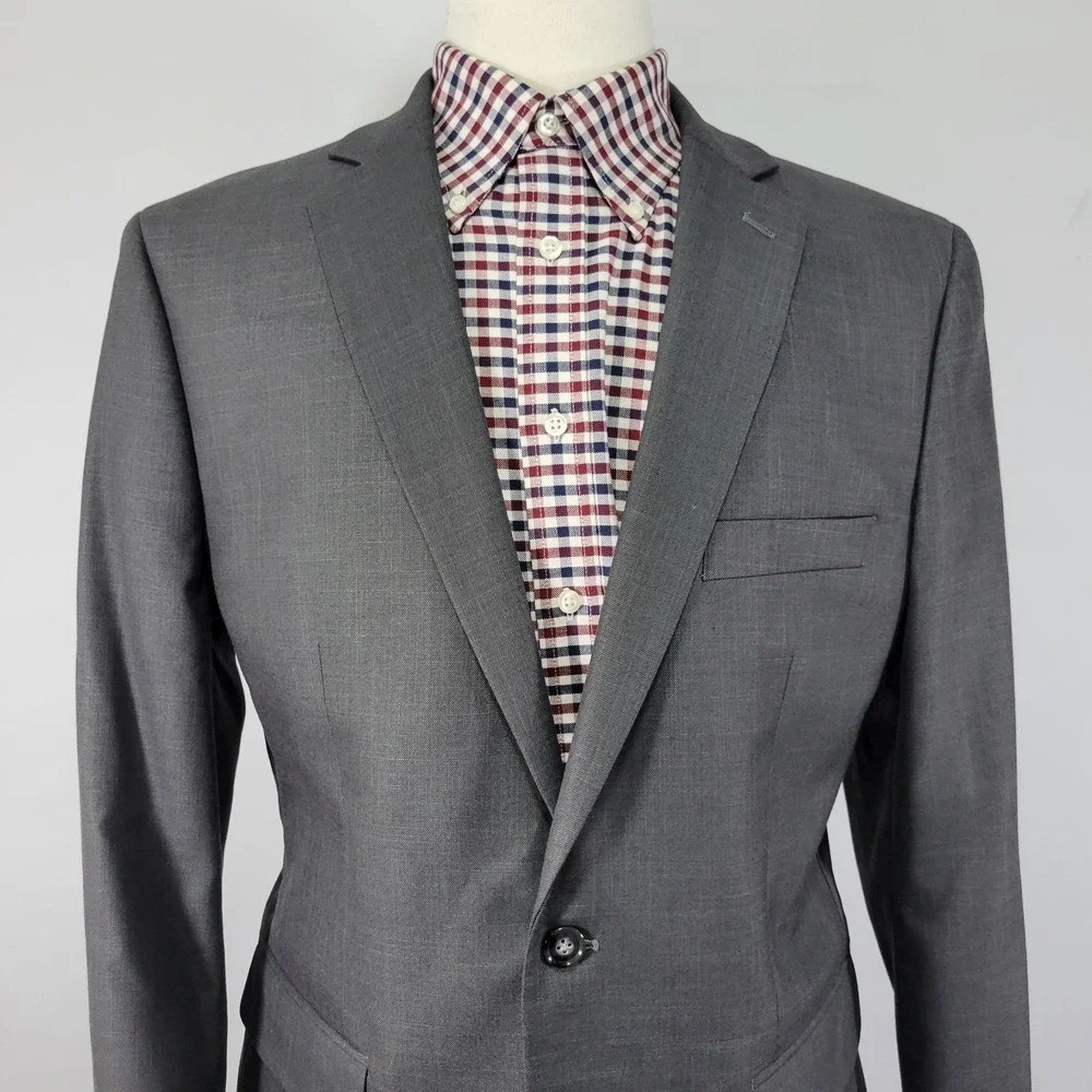 APT.9 Men's Sport Coat Blazer Two Button Gray Poly Blend Premier‎ Flex Slim 42R